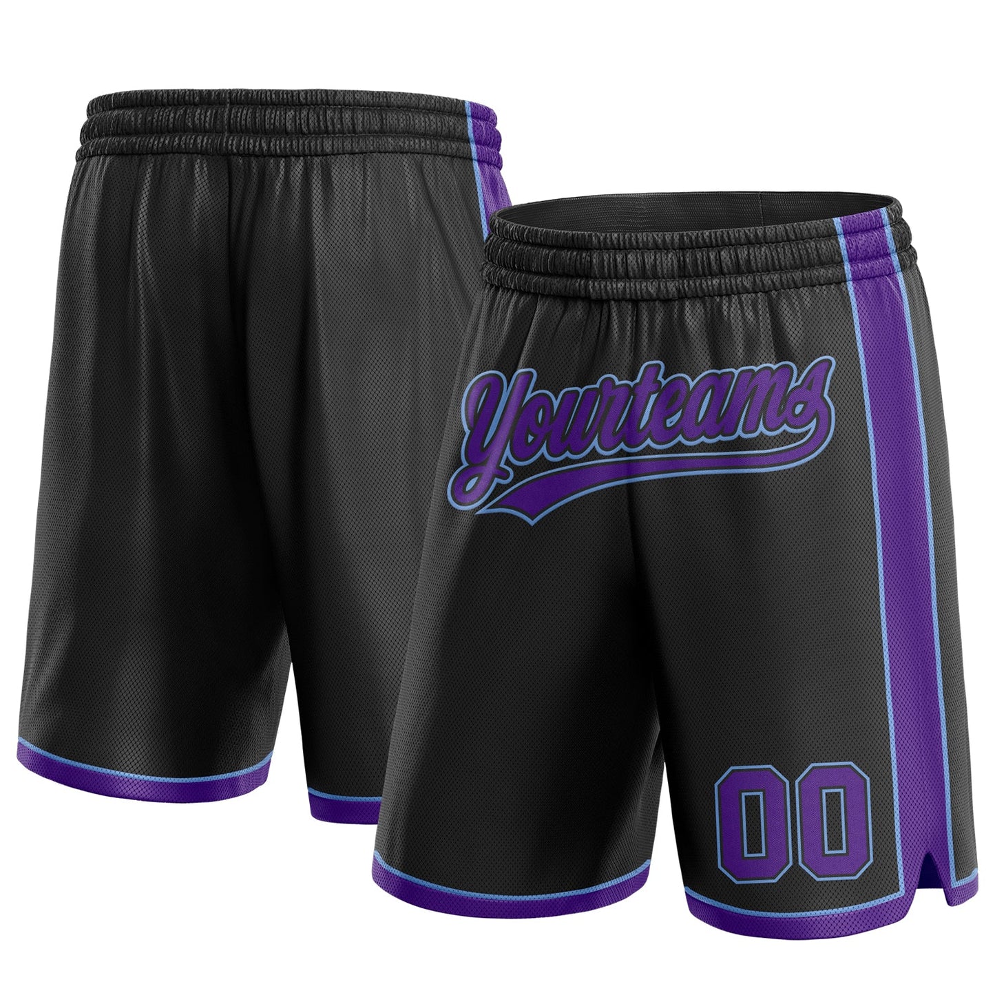 Custom Black Purple-Light Blue Authentic Basketball Shorts - Main View
