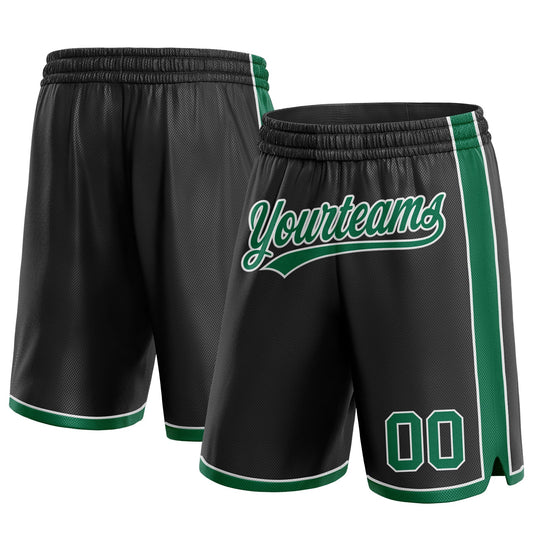 Custom Black Kelly Green-White Authentic Basketball Shorts - Main View