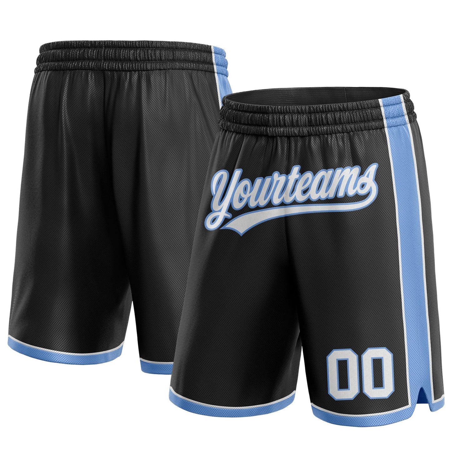Custom Black White-Light Blue Authentic Basketball Shorts - Main View
