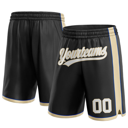 Custom Black White City Cream-Royal Authentic Basketball Shorts - Main View
