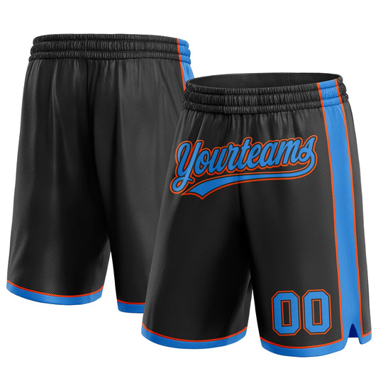Custom Black Powder Blue-Orange Authentic Basketball Shorts - Main View
