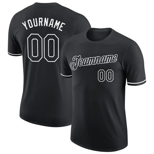 Custom Black White Performance T-Shirt - Main View