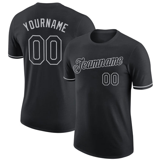 Custom Black Gray Performance T-Shirt - Main View