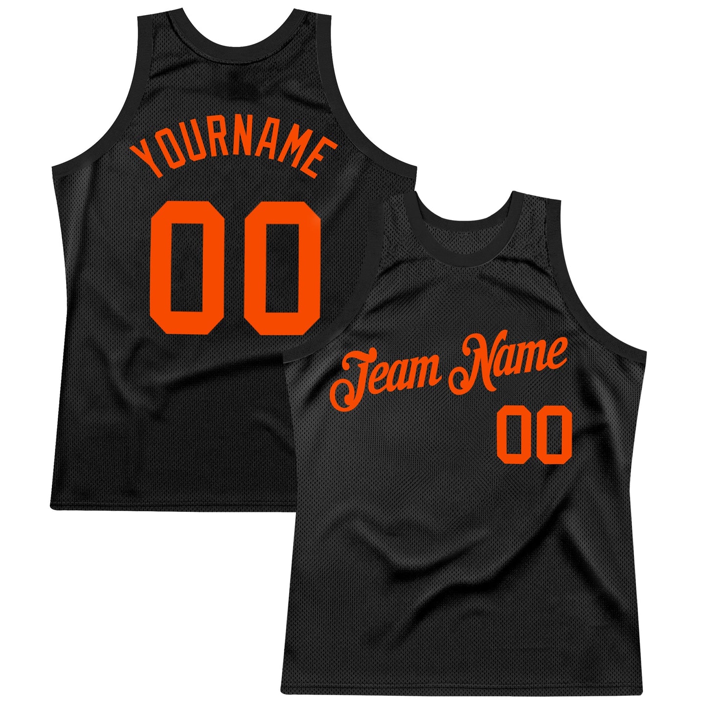 Custom Black Orange Authentic Throwback Basketball Jersey - Main View