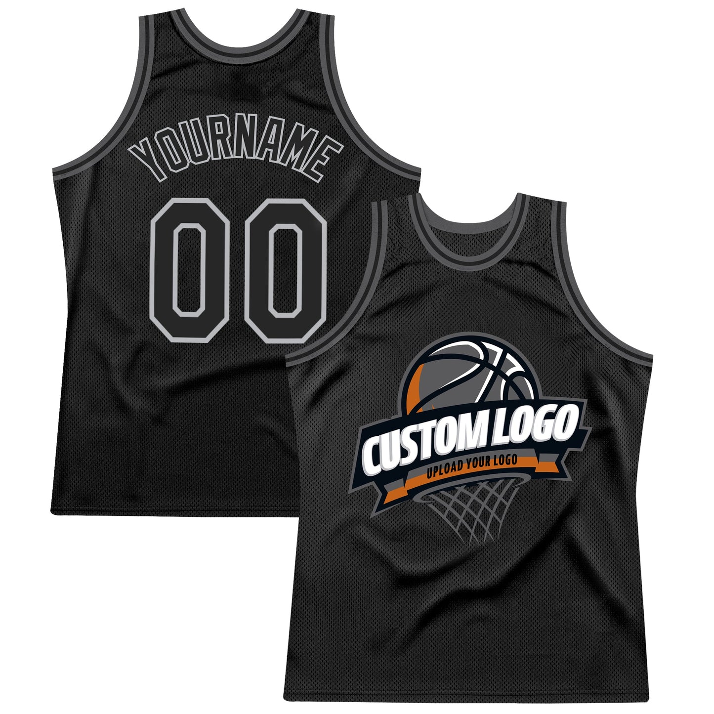Custom Black Gray-Steel Gray Authentic Throwback Basketball Jersey - Main View