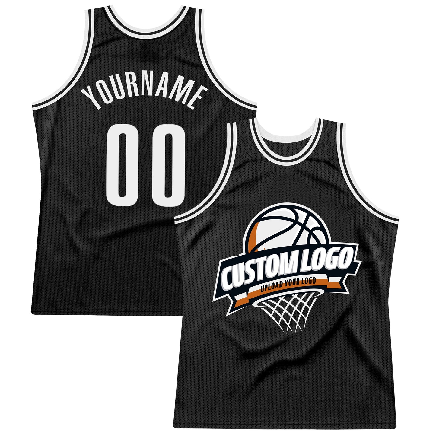 Custom Black White Authentic Throwback Basketball Jersey - Main View