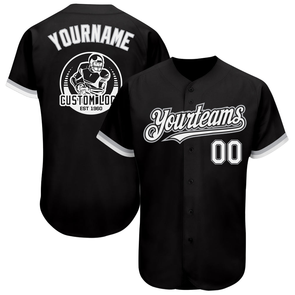Custom Black White-Gray Authentic Baseball Jersey - Main View