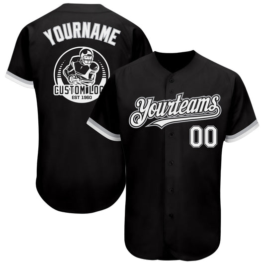 Custom Black White-Gray Authentic Baseball Jersey - Main View