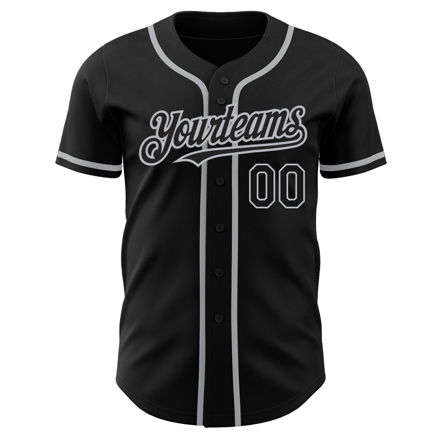 Custom Black Gray Authentic Baseball Jersey view 2