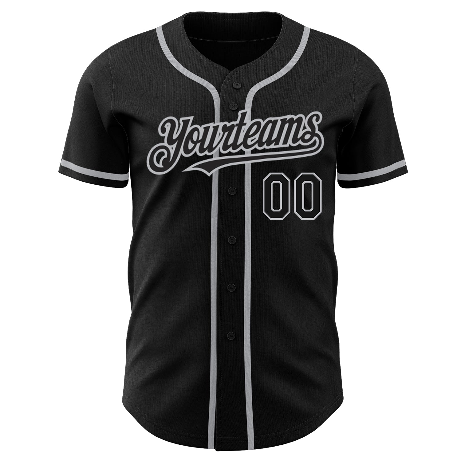 Custom Black Gray Authentic Baseball Jersey view 2