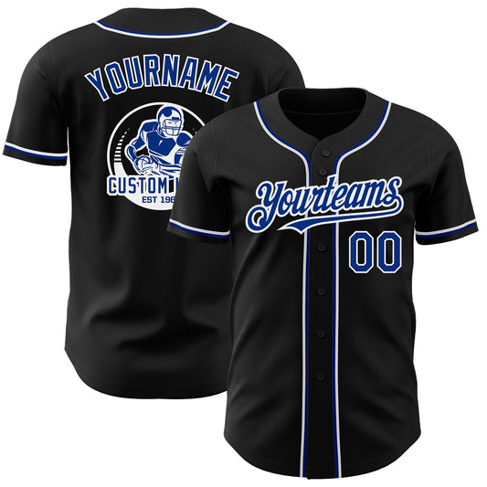 Custom Black Royal-White Authentic Baseball Jersey - Main View