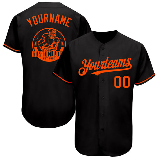 Custom Black Orange Authentic Baseball Jersey - Main View