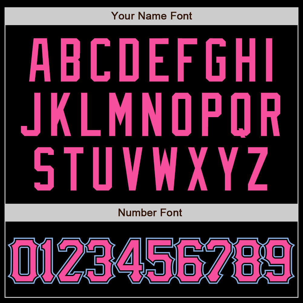 Custom Black White Pinstripe Pink-Light Blue Authentic Baseball Jersey view 5
