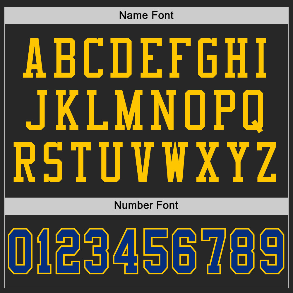 Custom Black Royal-Yellow Mesh Authentic Football Jersey view 4