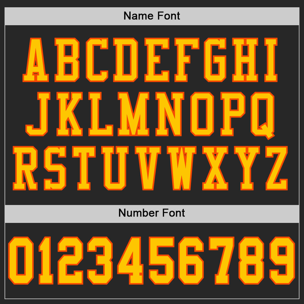 Custom Black Yellow-Orange Mesh Authentic Football Jersey view 4