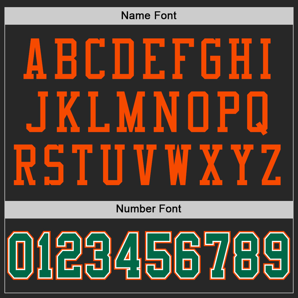 Custom Black Kelly Green-Orange Mesh Authentic Football Jersey view 4
