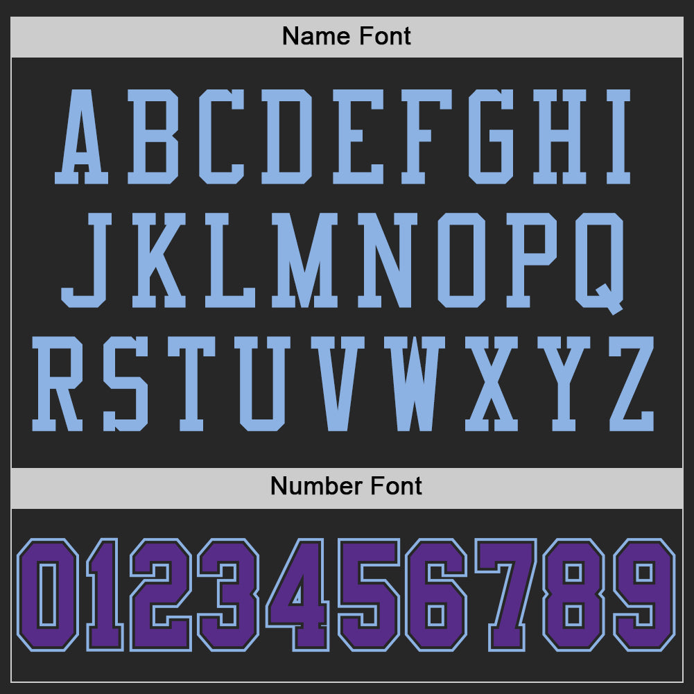 Custom Black Purple-Light Blue Mesh Authentic Football Jersey view 4