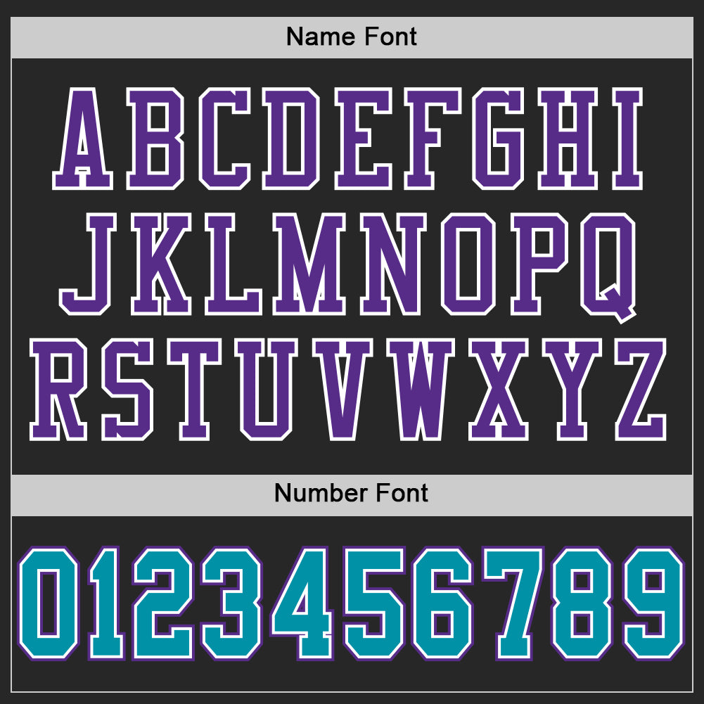 Custom Black Teal-Purple Mesh Authentic Football Jersey view 4