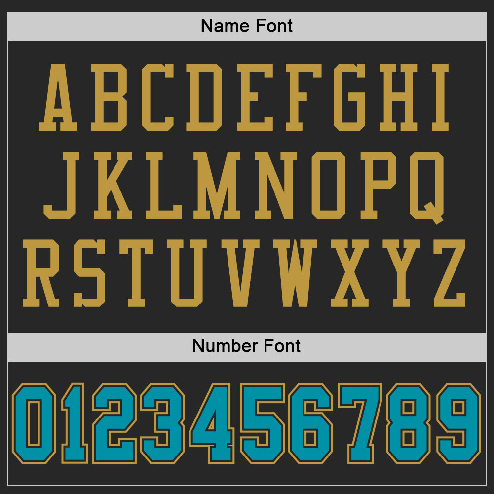 Custom Black Teal-Old Gold Mesh Authentic Football Jersey view 4