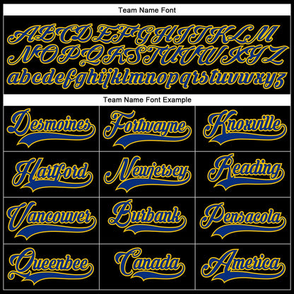 Custom Black Royal-Yellow Hockey Lace Neck Jersey view 4