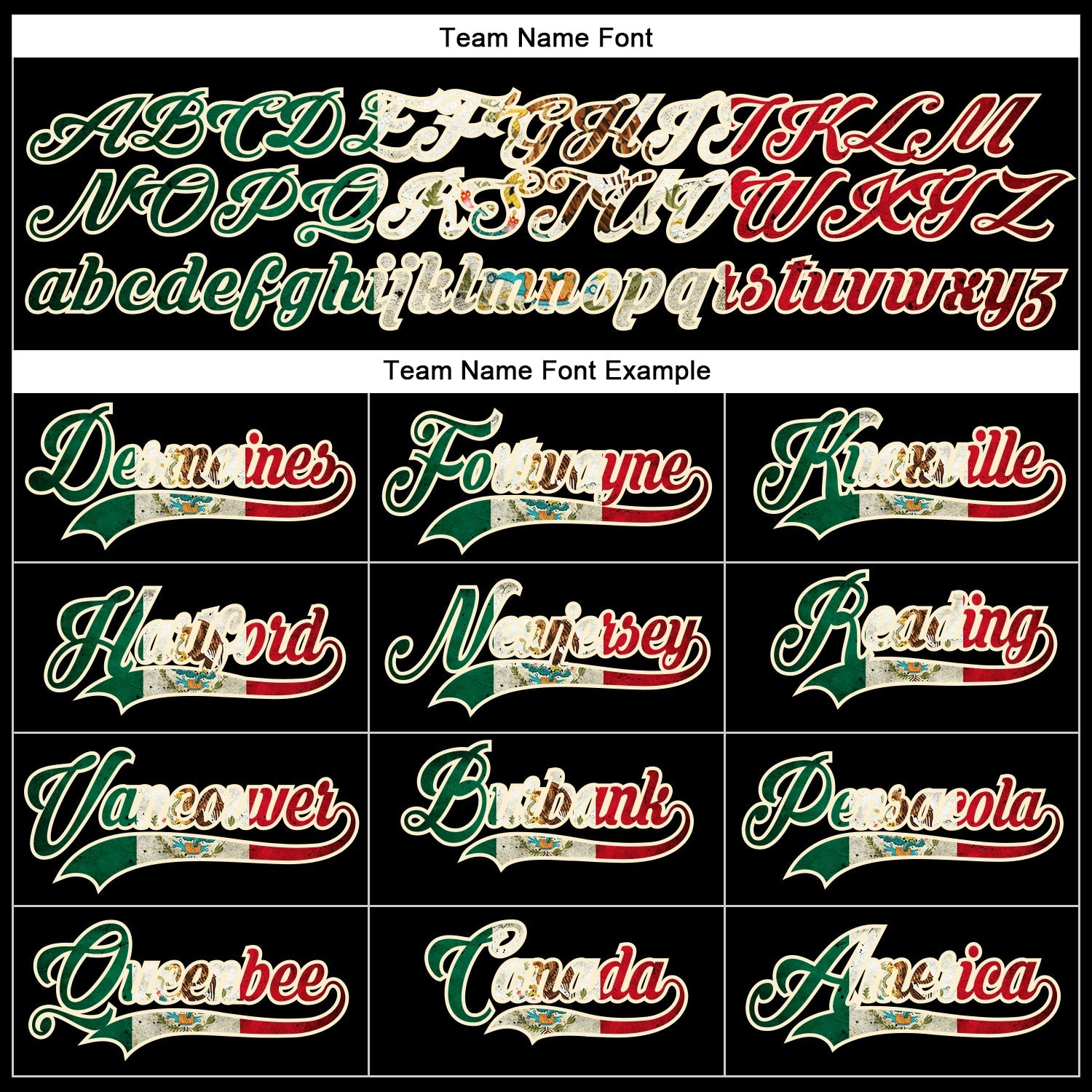 Custom Black Vintage Mexican Flag Cream Kelly Green-Red Hockey Lace Neck Jersey view 4