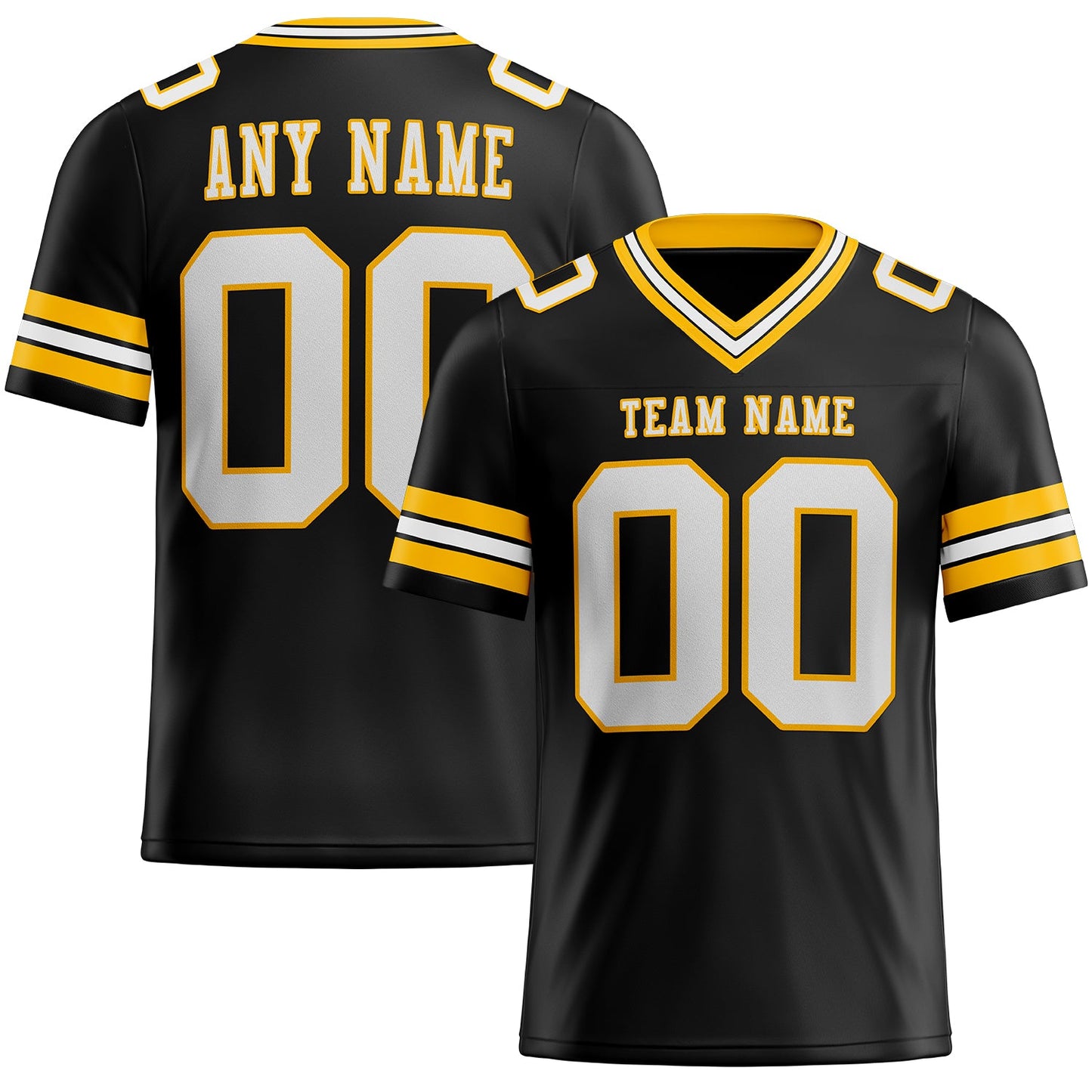 Custom Black White-Gold Authentic Football Jersey - Main View