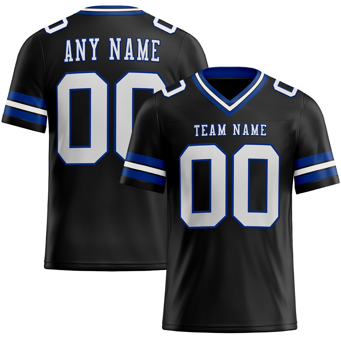 Custom Black White-Royal Authentic Football Jersey - Main View