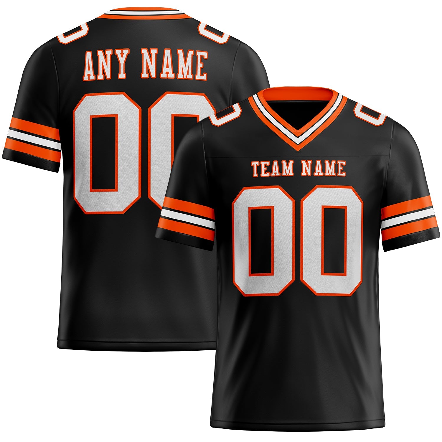 Custom Black White-Orange Authentic Football Jersey - Main View