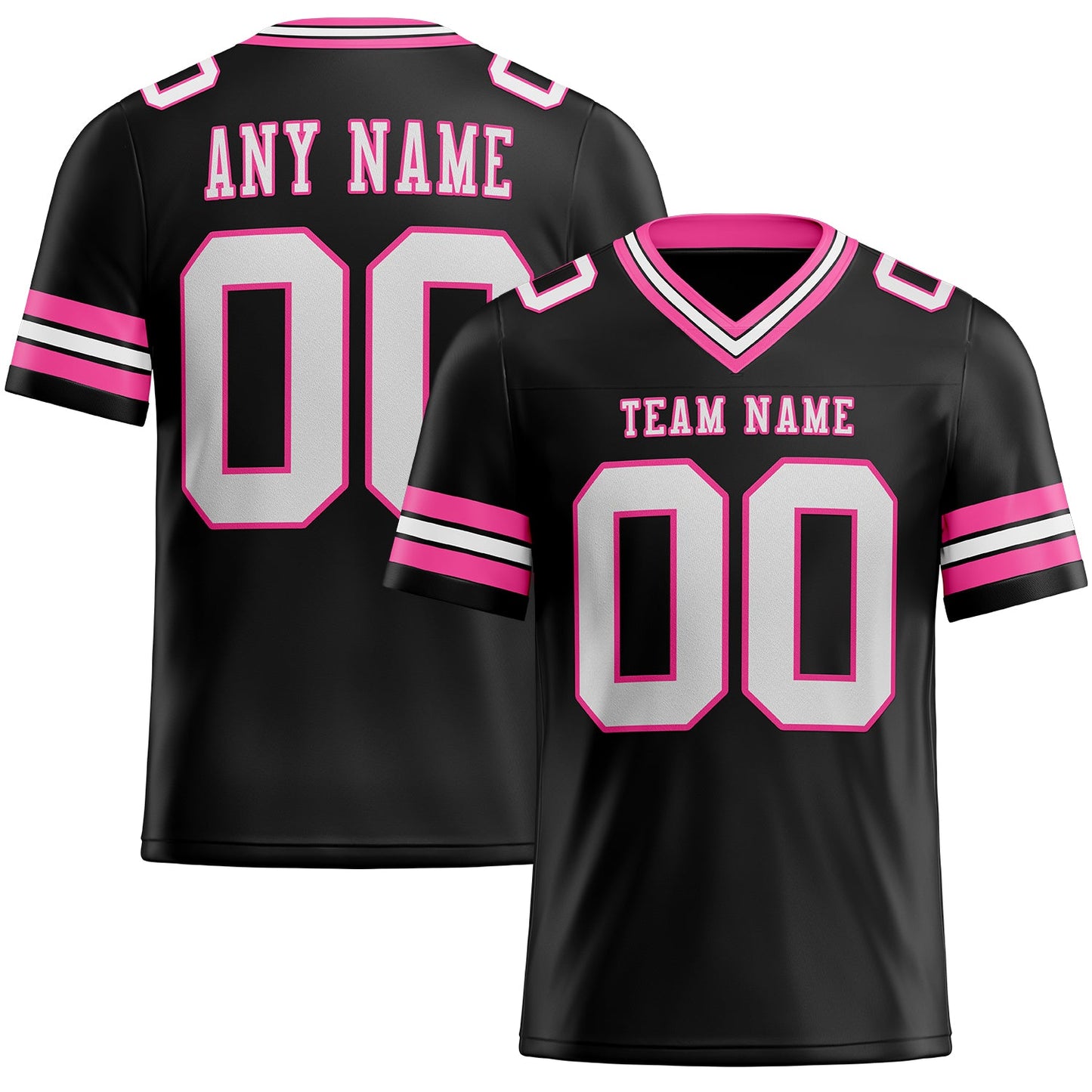 Custom Black White-Pink Authentic Football Jersey - Main View