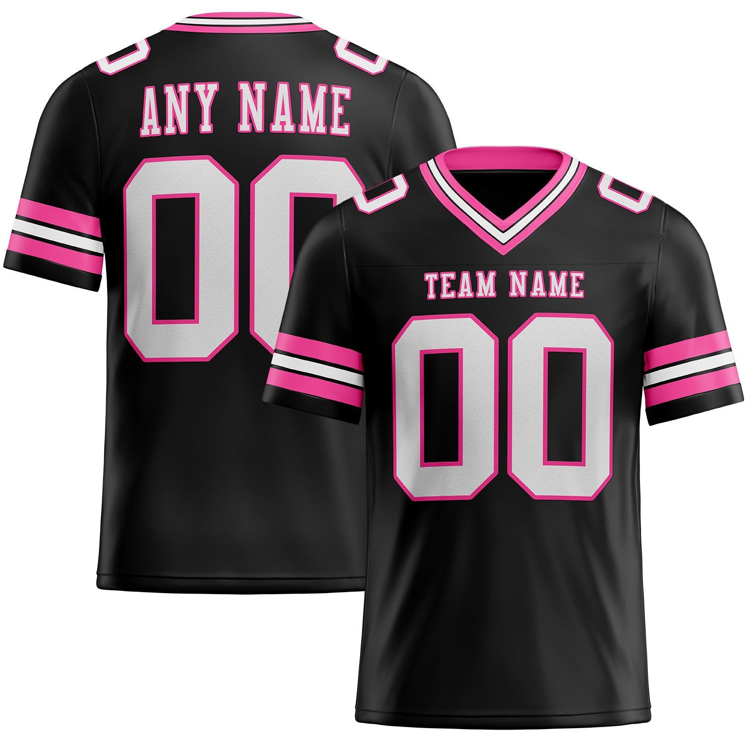 Custom Black White-Pink Authentic Football Jersey - Main View