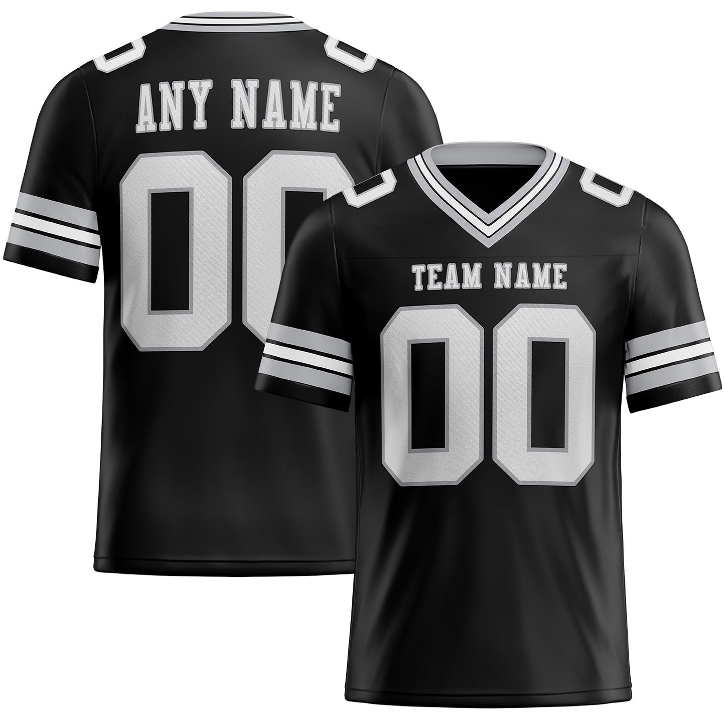 Custom Black White-Gray Authentic Football Jersey - Main View