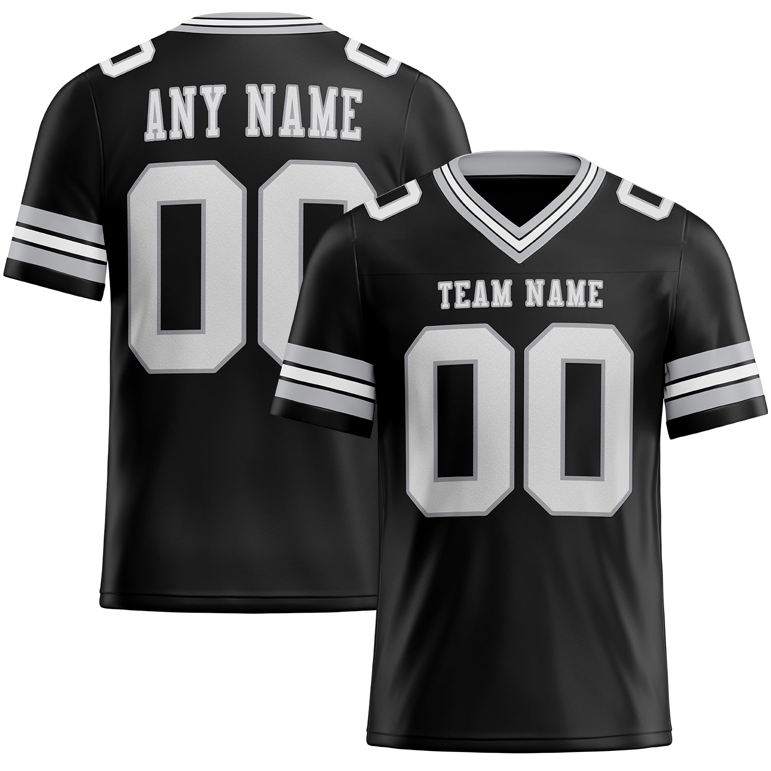 Custom Black White-Gray Authentic Football Jersey - Main View