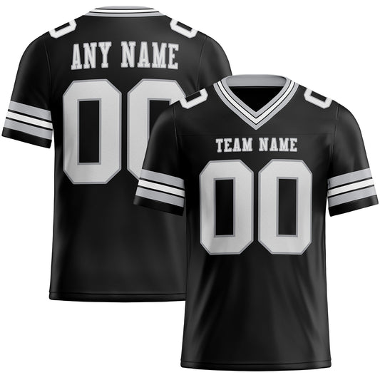 Custom Black White-Gray Authentic Football Jersey - Main View