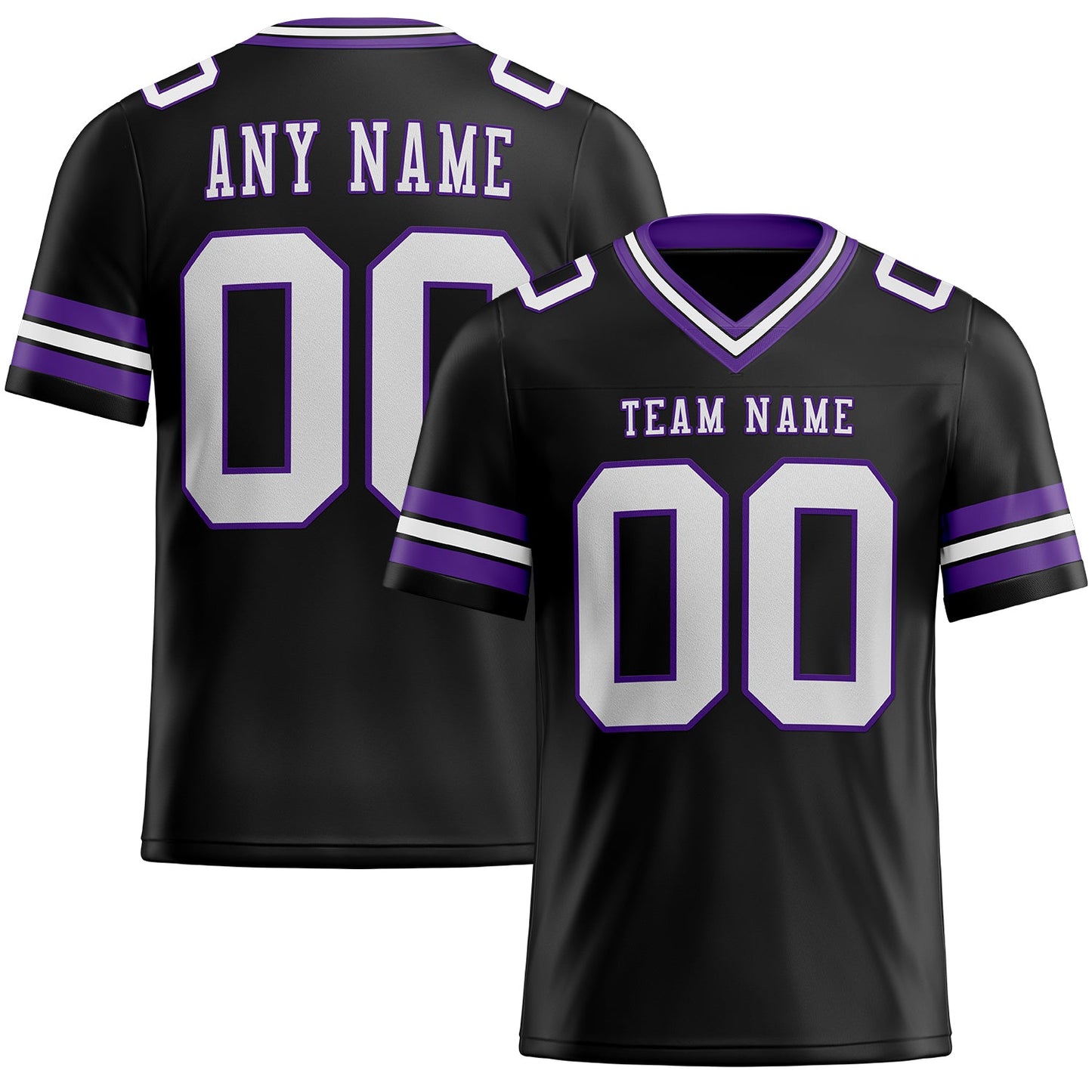 Custom Black White-Purple Authentic Football Jersey - Main View