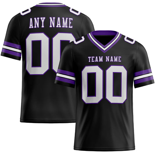 Custom Black White-Purple Authentic Football Jersey - Main View