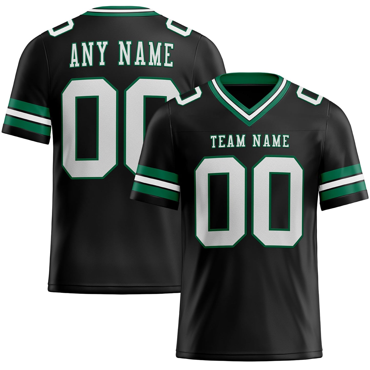 Custom Black White-Kelly Green Authentic Football Jersey - Main View