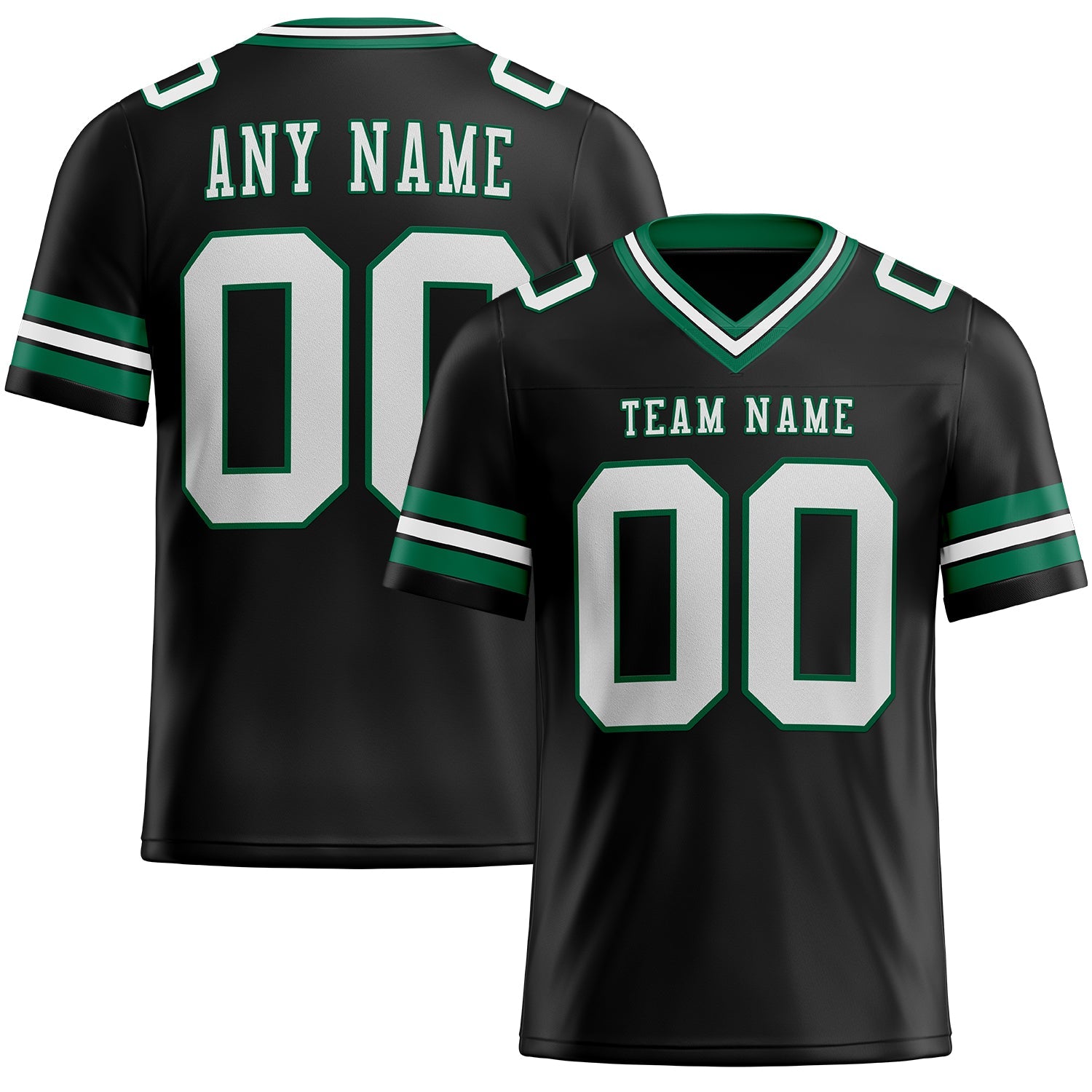 Custom Black White-Kelly Green Authentic Football Jersey - Main View