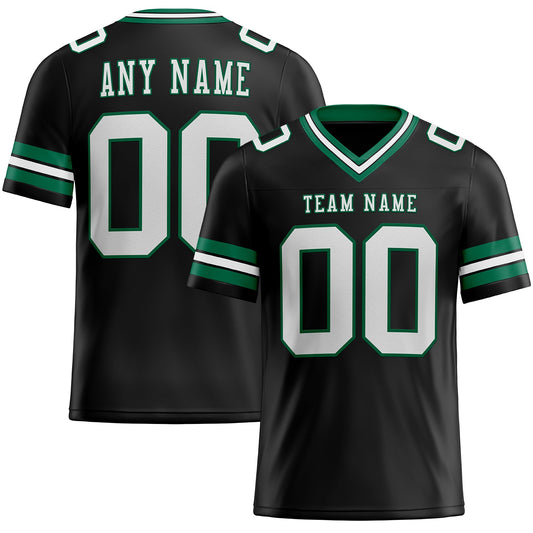 Custom Black White-Kelly Green Authentic Football Jersey - Main View