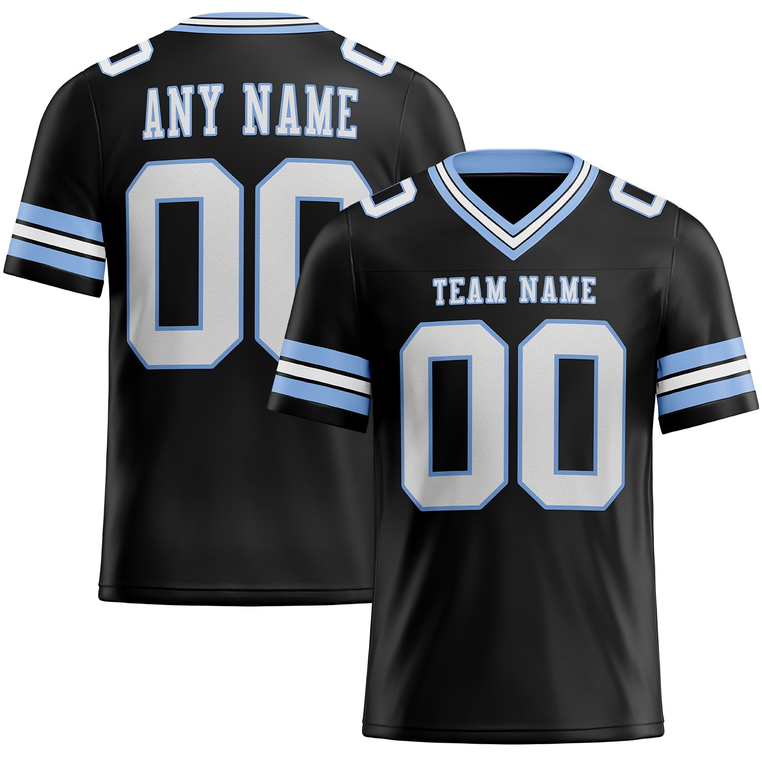 Custom Black White-Light Blue Authentic Football Jersey - Main View