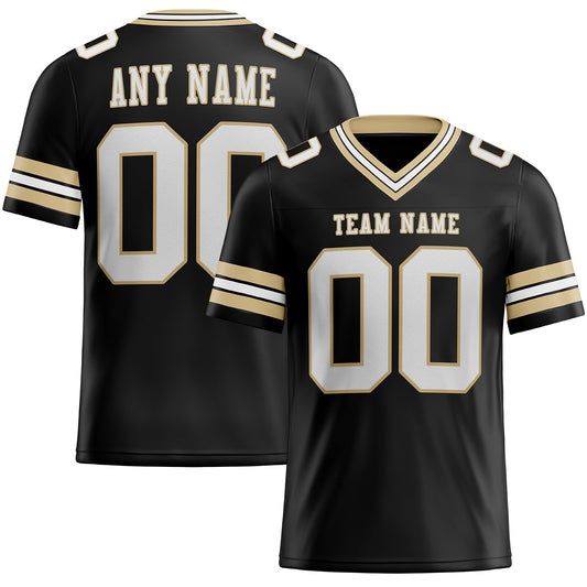 Custom Black White-Vegas Gold Authentic Football Jersey - Main View