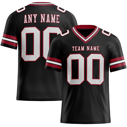 Custom Black White-Cardinal Authentic Football Jersey - Main View