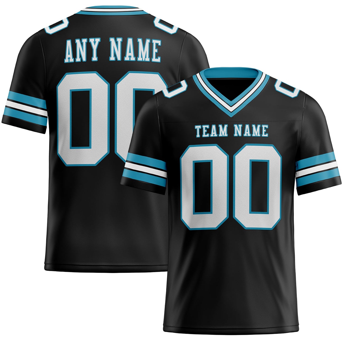Custom Black White-Panther Blue Authentic Football Jersey - Main View