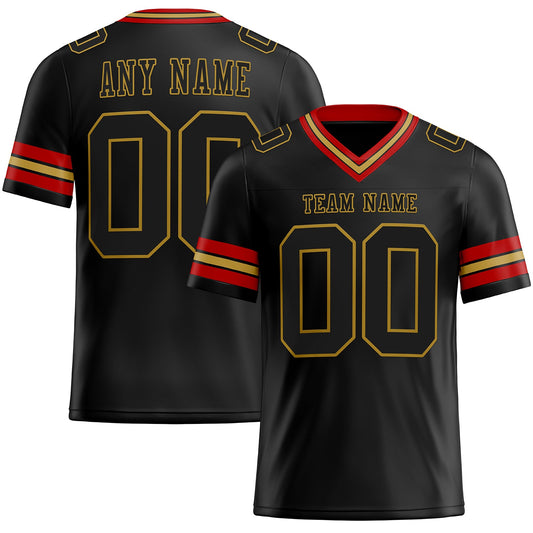 Custom Black Old Gold-Red Authentic Football Jersey - Main View
