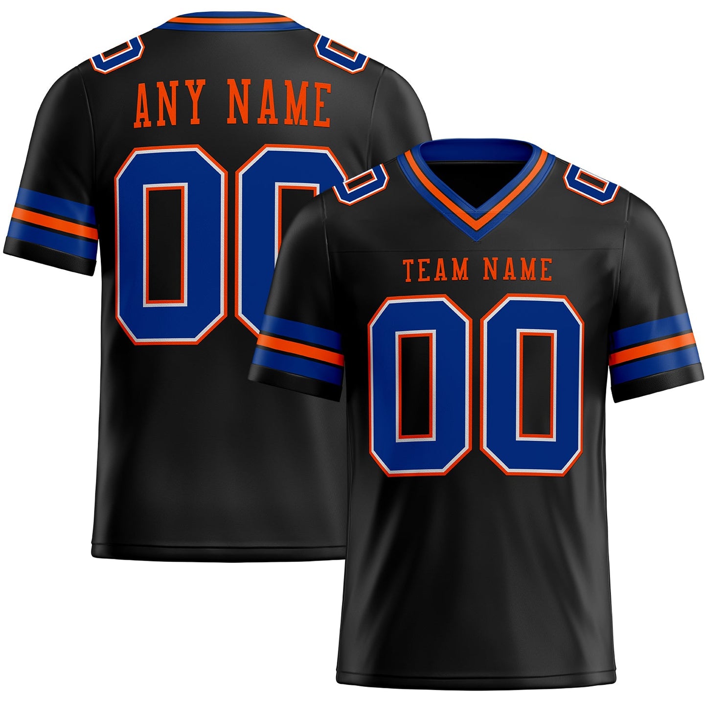 Custom Black Royal-Orange Authentic Football Jersey - Main View