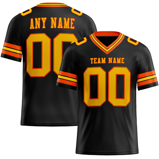 Custom Black Yellow-Orange Authentic Football Jersey - Main View
