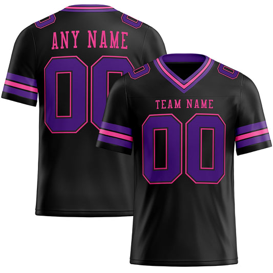 Custom Black Purple-Pink Authentic Football Jersey - Main View