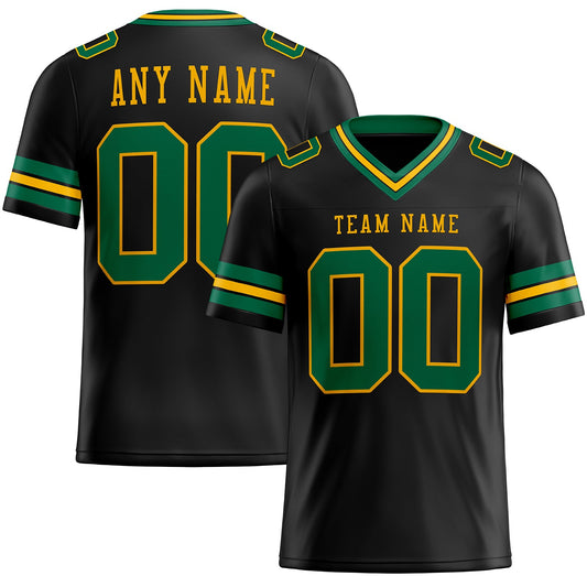 Custom Black Kelly Green-Gold Authentic Football Jersey - Main View