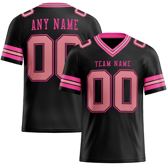 Custom Black Medium Pink-Pink Authentic Football Jersey - Main View