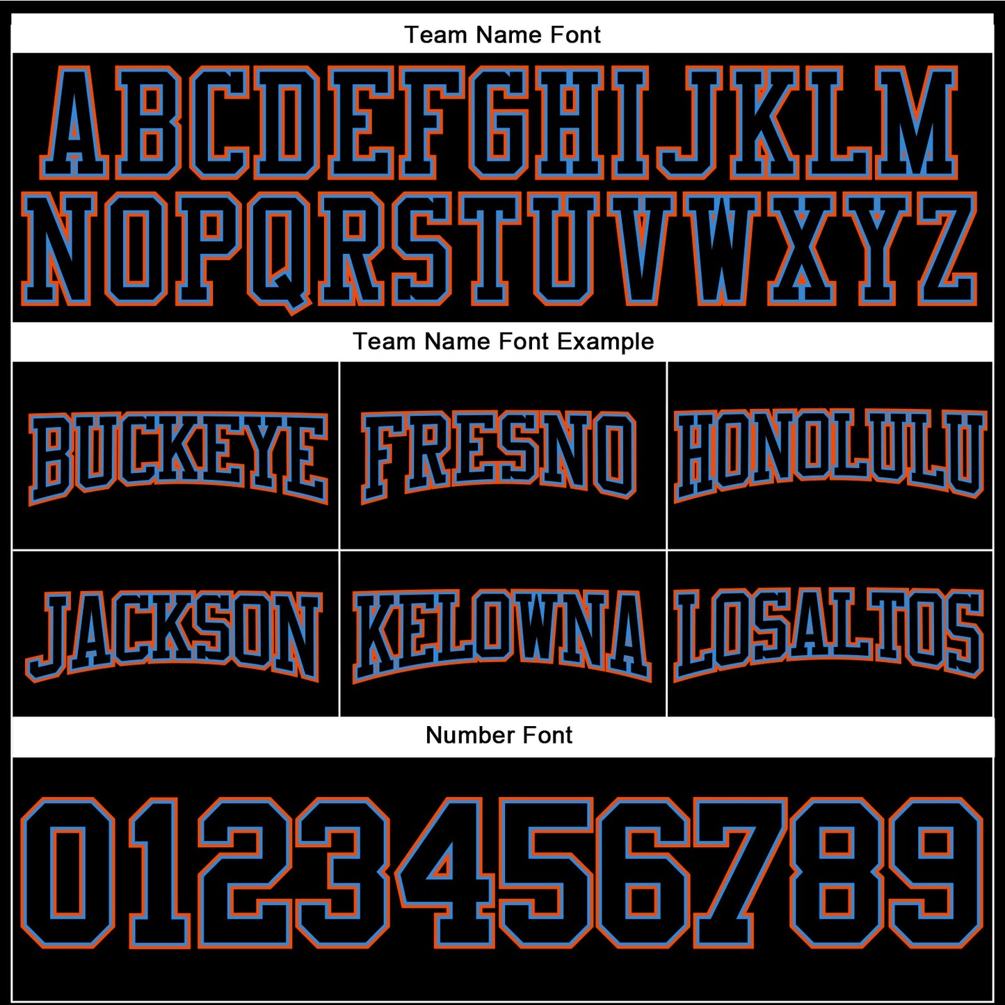 Custom Stitched Black Powder Blue-Orange Football Pullover Sweatshirt Hoodie view 3