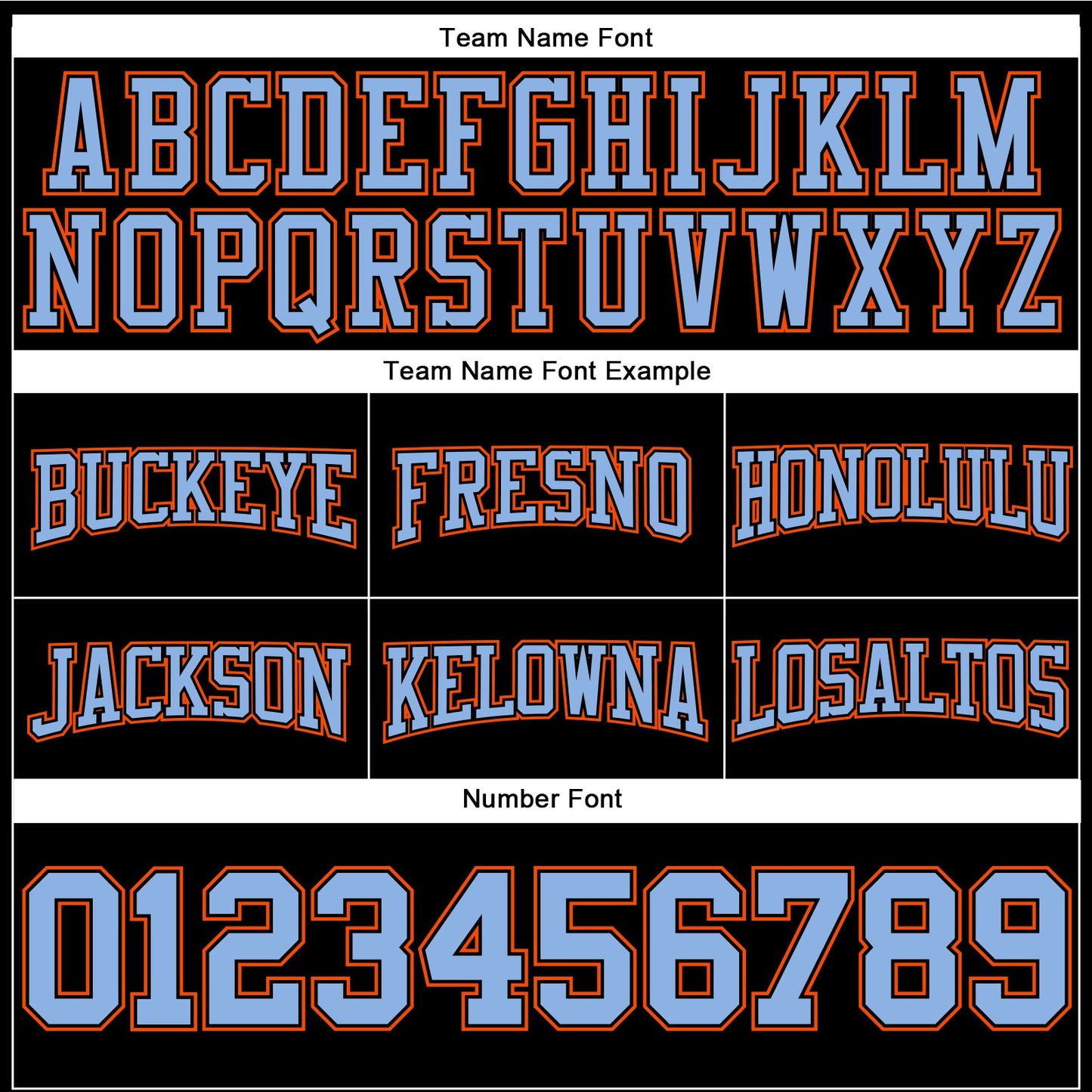 Custom Stitched Black Light Blue-Orange Football Pullover Sweatshirt Hoodie view 3